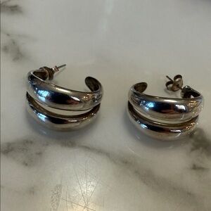 Joseph Esposito Sterling silver two-band earrings